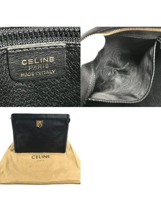 Celine Clutch Logo Leather Black - Picture 9 of 9